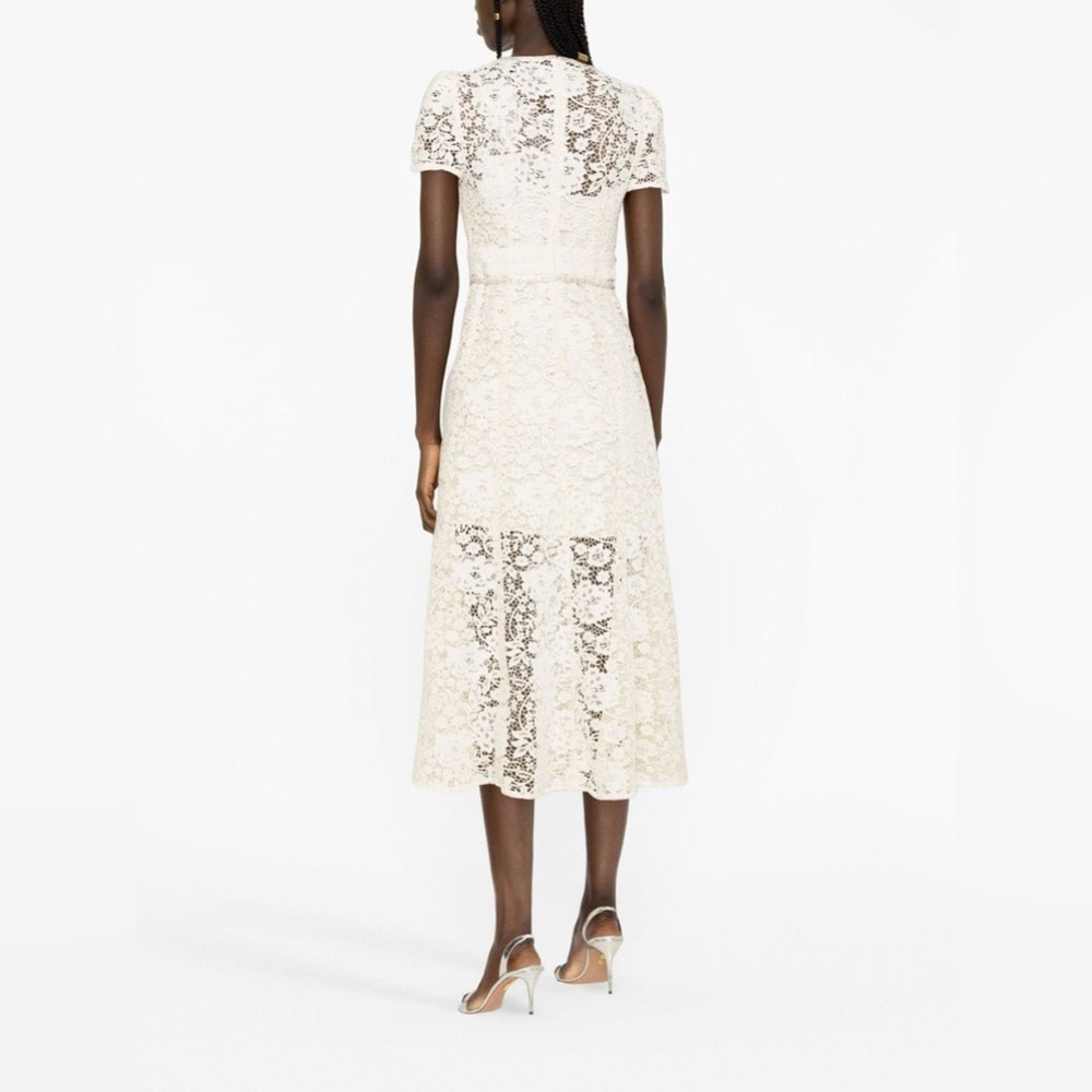 Self-Portrait Cream Lace Midi Dress - Picture 2 of 4
